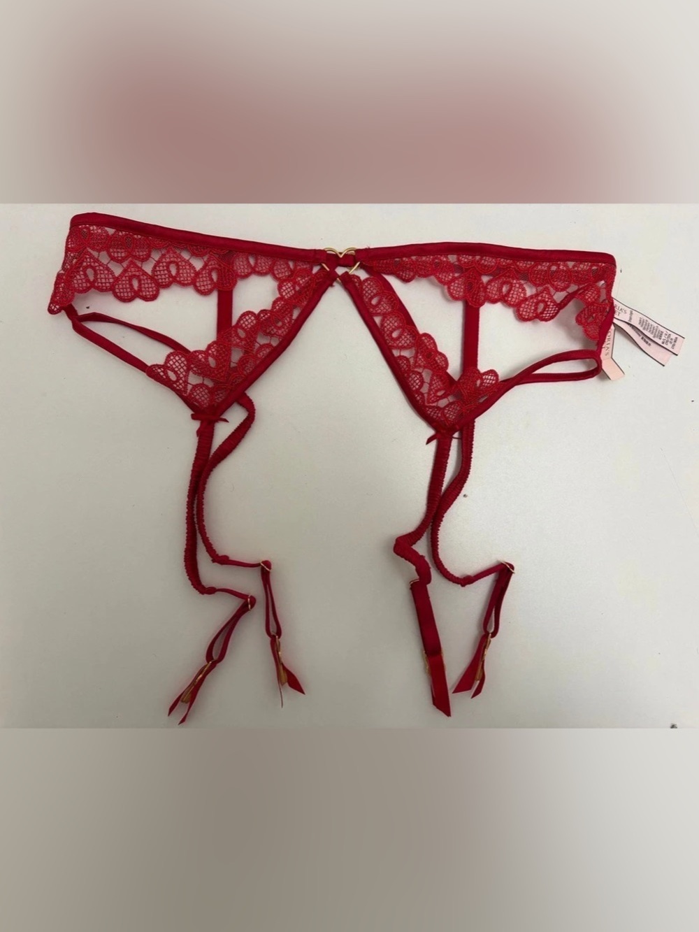 Victoria's Secret Heart Lace Garter Belt Red M/L